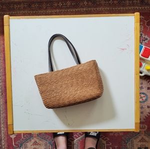 Vntg Authentic St. John's Bay straw woven mini tote